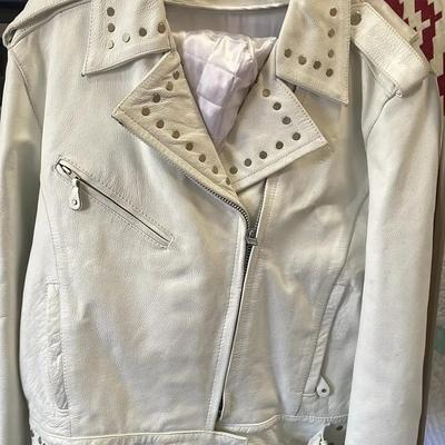 Sale Photo Thumbnail #51: White Leather Jacket - Ladie's XL