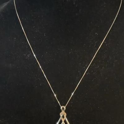 Sale Photo Thumbnail #120: Sterling Pendant & 10 Kt. Rose Gold Necklace w/ Diamond Accent Section and Oval Center Gemstone