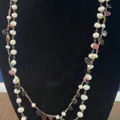 Sale Photo Thumbnail #128: Two Pearl Necklaces: All Freshwater Pearl Necklace with Sterling Clasp