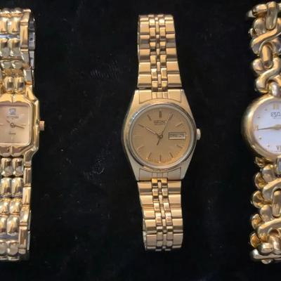 Sale Photo Thumbnail #97: Three Gold-Tone Ladies Watches: Seiko, Wittmauer and ESQ by Movado