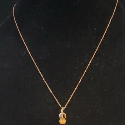 Sale Photo Thumbnail #123: LeVian 14Kt. Rose Gold Necklace w/Opal Pendant with Champagne & White Diamonds