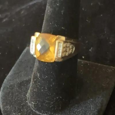 Sale Photo Thumbnail #105: 10Kt Yellow Gold Ring with Citrine Center and Champagne & White Diamonds