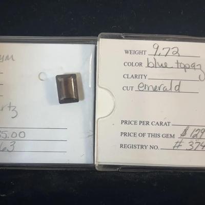 Sale Photo Thumbnail #118: 2 Gemstones: Blue Topaz and Smoky Quartz