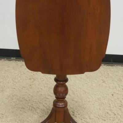 Sale Photo Thumbnail #229: 1220	ANTIQUE WALNUT TILT TOP CANDLE STAND, APPROXIMATELY 18 IN X 21 IN X 29 IN H
