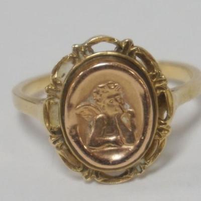 Sale Photo Thumbnail #172: 1164	14K GOLD LADIES CHERUB RING, APPROXIMATE SIZE 9 3/4, 2.1 DWT
