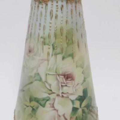 Sale Photo Thumbnail #104: 1103	HAND PAINTED NIPPON FOOTED VASE, APPROXIMATELY 12 1/4 IN H
