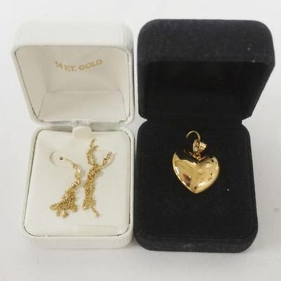 Sale Photo Thumbnail #189: 1181	14K GOLD PENDANT AND EARRINGS, 1.59 DWT
