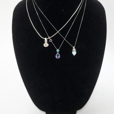 Sale Photo Thumbnail #183: 1175	3 STERLING SILVER NECKLACES, 1 WITH MATCHING EARRINGS
