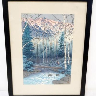Sale Photo Thumbnail #70: 1069	FRAMED JAPANESE WOOD BLOCK PRINT, APPROXIMATELY 15 IN X 20 IN OVERALL
