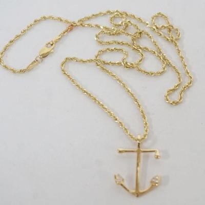 Sale Photo Thumbnail #205: 1197	14K GOLD ANCHOR NECKLACE, 3.38 DWT, APPROXIMATELY 20 IN L 
