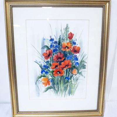 Sale Photo Thumbnail #23: 1022	FRAMED AND MATTED WATERCOLOR, STILL LIFE, ARTIST SIGNED, APPROXIMATELY 23 IN X 28 IN OVERALL
