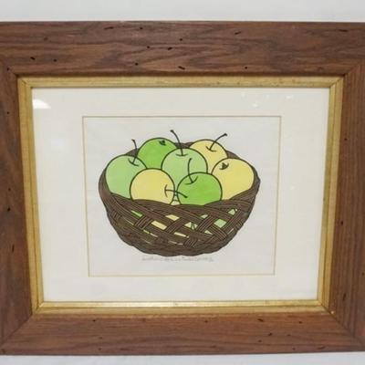 Sale Photo Thumbnail #42: 1041	JACQUES HNIZDOVSKY FRAMED AND MATTED PRINT, *APPLES IN A BASKET* PENCIL SIGNED AND ANNOTATED ON BOTTOM, #31/150, APPROXIMATELY 21 IN X 25 IN OVERALL
