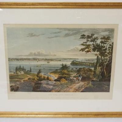 Sale Photo Thumbnail #28: 1027	COLORED PRINT *NEW YORK FROM WEEHAWK*, APPROXINATELY 29 IN X 23 IN OVERALL
