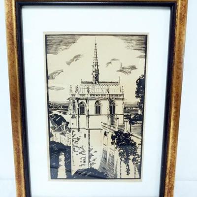 Sale Photo Thumbnail #5: 1005	FRAMED AND MATTED PRINT OF CATHEDRAL, APPROXIMATELY 16 IN X 23 IN OVERALL
