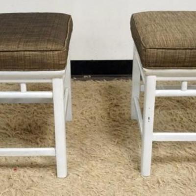 Sale Photo Thumbnail #218: 1209	PAIR OF UPHOLSTERED STOOLS, EACH APPROXIMATELY 20 IN SQ X 20 IN H
