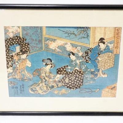 Sale Photo Thumbnail #57: 1056	FRAMED AND MATTED JAPANESE WOOD BLOCK, APPROXIMATELY 14 IN X 18 IN OVERALL
