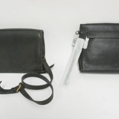 Sale Photo Thumbnail #149: 1141	2 COACH PURSES, BLACK LEATHER CLUTCH  NEW WITH TAGS AND BLACK LEATHER SHOULDER BACK USED WITH WEAR
