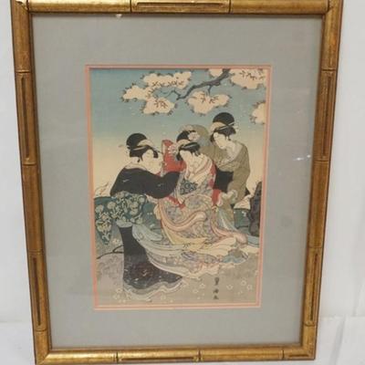 Sale Photo Thumbnail #67: 1066	FRAMED JAPANESE WOOD BLOCK PRINT, APPROXIMATELY 17 IN X 22 IN OVERALL
