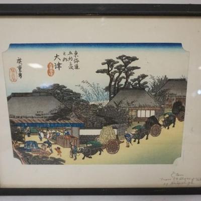 Sale Photo Thumbnail #63: 1062	FRAMED JAPANESE WOOD BLOCK PRINT, APPROXIMATELY 9 IN X 10 IN OVERALL
