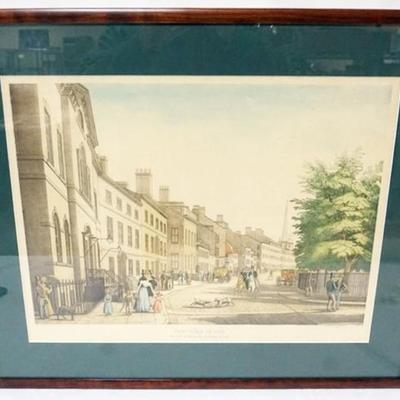 Sale Photo Thumbnail #27: 1026	AQUATINT ENGRAVING, FRAMED AND MATTED PRINT, NEW YORK 1826 *BROADWAY FROM BOWLING GREEN* COLORED PRINT, SIDNEY K. LUCAS, APPROXIMATELY 28 IN X 24 IN OVERALL
