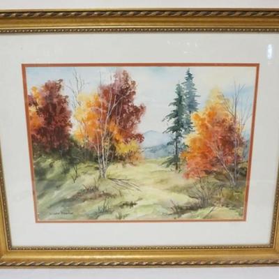 Sale Photo Thumbnail #32: 1031	SLAVA LLYAYEV WATERCOLOR, AUTUMN LANDSCAPE, FRAMED AND MATTED, APPROXIMATELY 34 IN X 28 IN OVERALL
