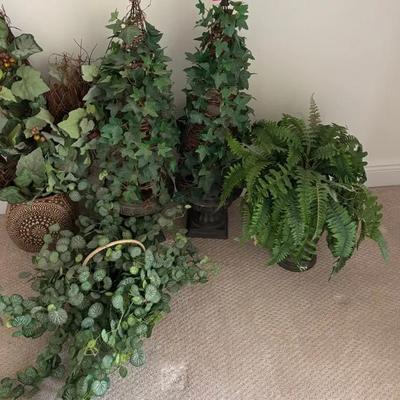 Lot of Decorative Faux Plants & Topiaries