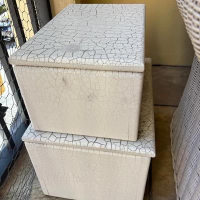 Set of 2 Crackle-Finish Decorative Storage Boxes