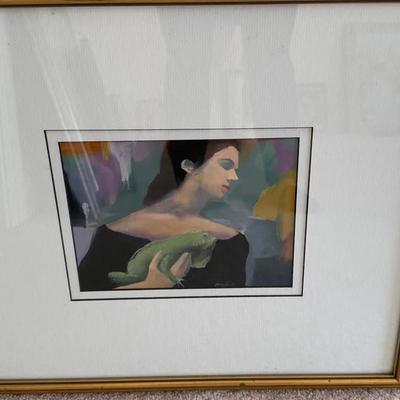 Mase Lucas “Iguana” Signed Oil on Paper – Framed