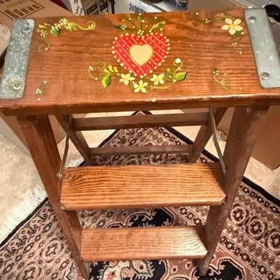 Hand-Painted Wooden Step Stool