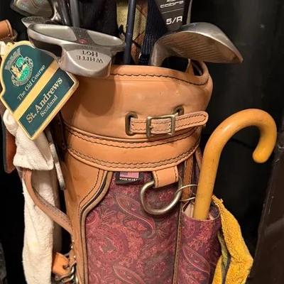 Vintage Golf Club Set with Leather/Paisley Bag & Hard Travel Case