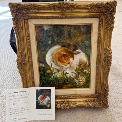 Vera Sobotka “Curiosi Incontri” Original Oil on Panel – Framed w/ Certificate