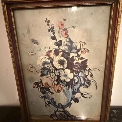 Vintage Framed Floral Still Life Print