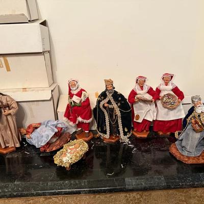 Large Santons de Provence Handmade Clay Nativity Figure Collection – 10 Pieces Including Santa, King