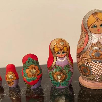 Set of Hand-Painted Russian Nesting Dolls