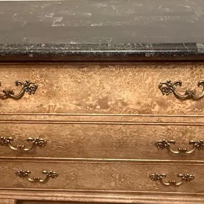 Ornate Chest of Drawers with Black Marble Top