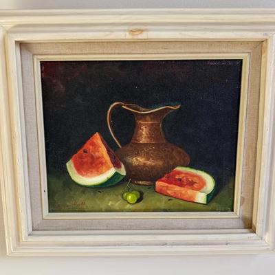 Trio of Framed Still Life Artwork – Apples, Watermelon, & Vegetables