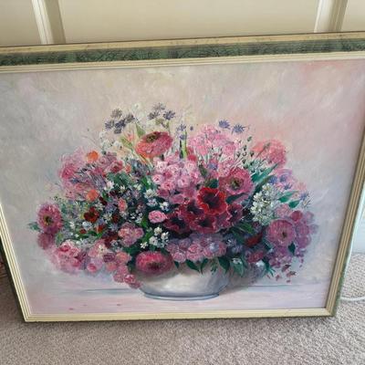 Large Framed Floral Still Life Painting