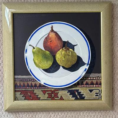 1986 Signed Still Life Painting “Pears on Plate” – Robinson