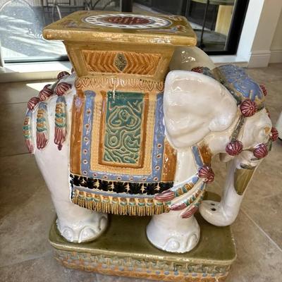 Ceramic Elephant Garden Stool / Accent Table