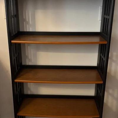 Black Wood Display Shelf with Five Tiers