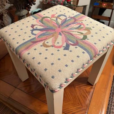 Needlepoint Upholstered Footstool