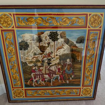 Framed Trussardi “Omaggio a Benozzo Gozzoli” Silk Scarf Art