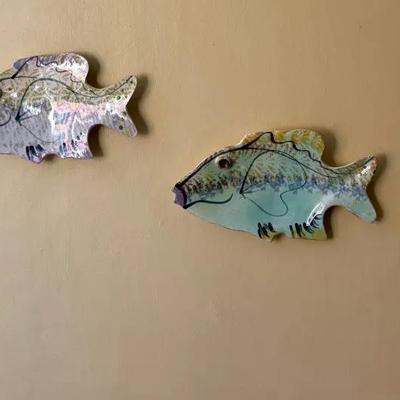 Set of 4 Hand-Painted Fish Wall Art