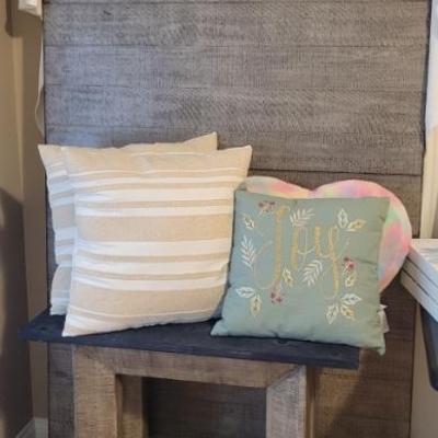 Sale Photo Thumbnail #44: Large Farmhouse Style Table and Accent Pillows