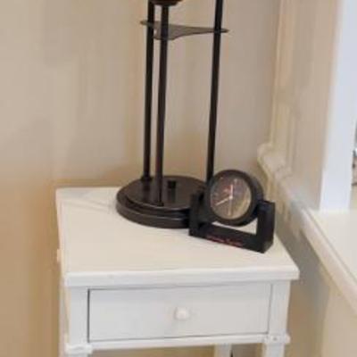 Sale Photo Thumbnail #41: Small White Side Table , Green Glass Jug and Table Lamp
