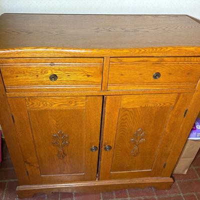 Vintage Oak Buffet Cabinet