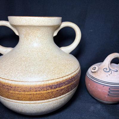 Two Decorative Clay Pots