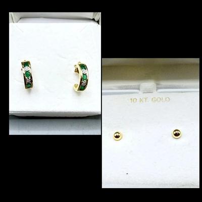 Two Pair 10k Yellow Gold Earrings 