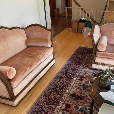 Pair Of Small Daniel Warren Velvet Sofas 