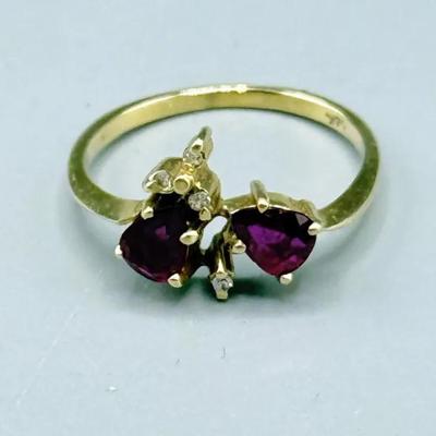 14k Yellow Gold Ruby And Diamond Ring 